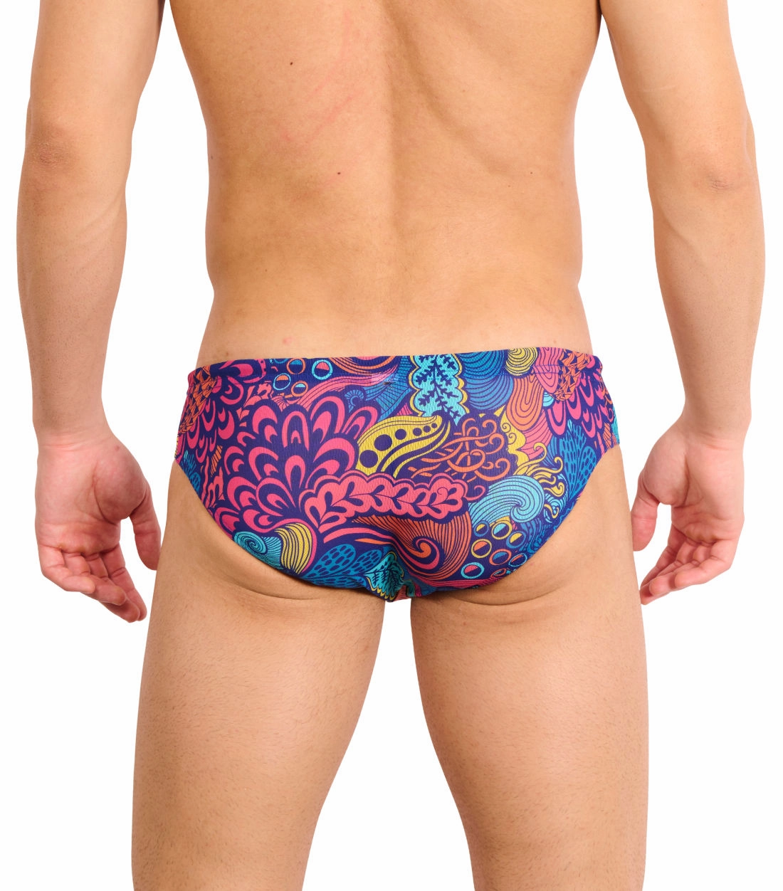 Floral Wave Tan Through Deep Waist Swim Brief