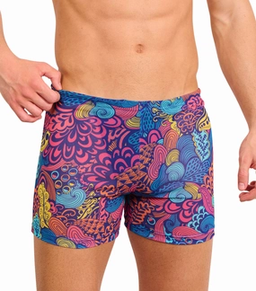 Floral Wave Tan Through Swim Shorts affordable men's swimwear, summer swimwear for men