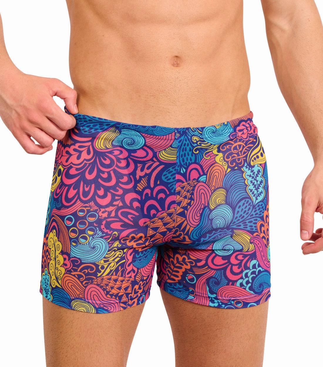 Floral Wave Tan Through Swim Shorts affordable men's swimwear, summer swimwear for men