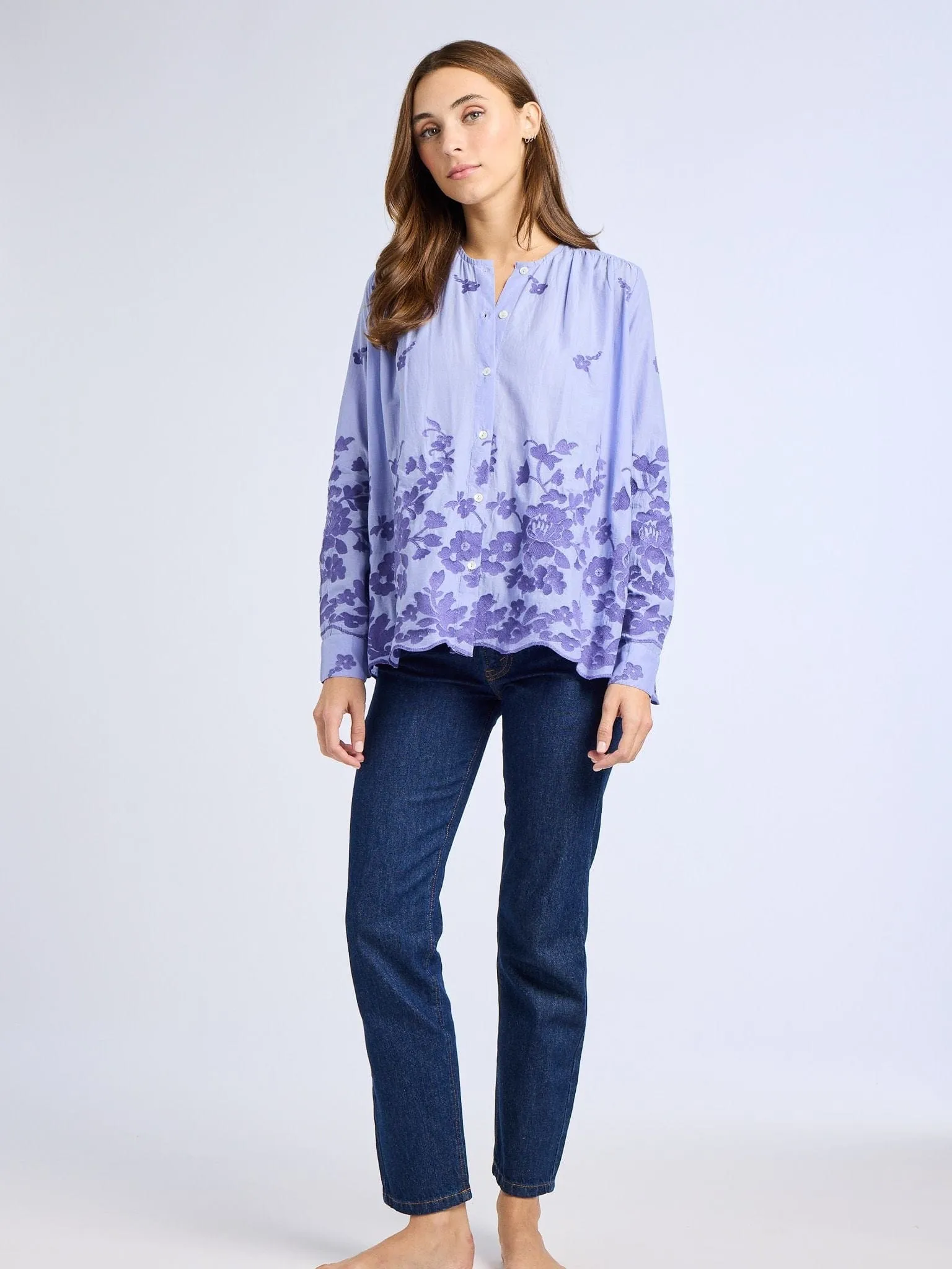Florian Top in Periwinkle Embroidery