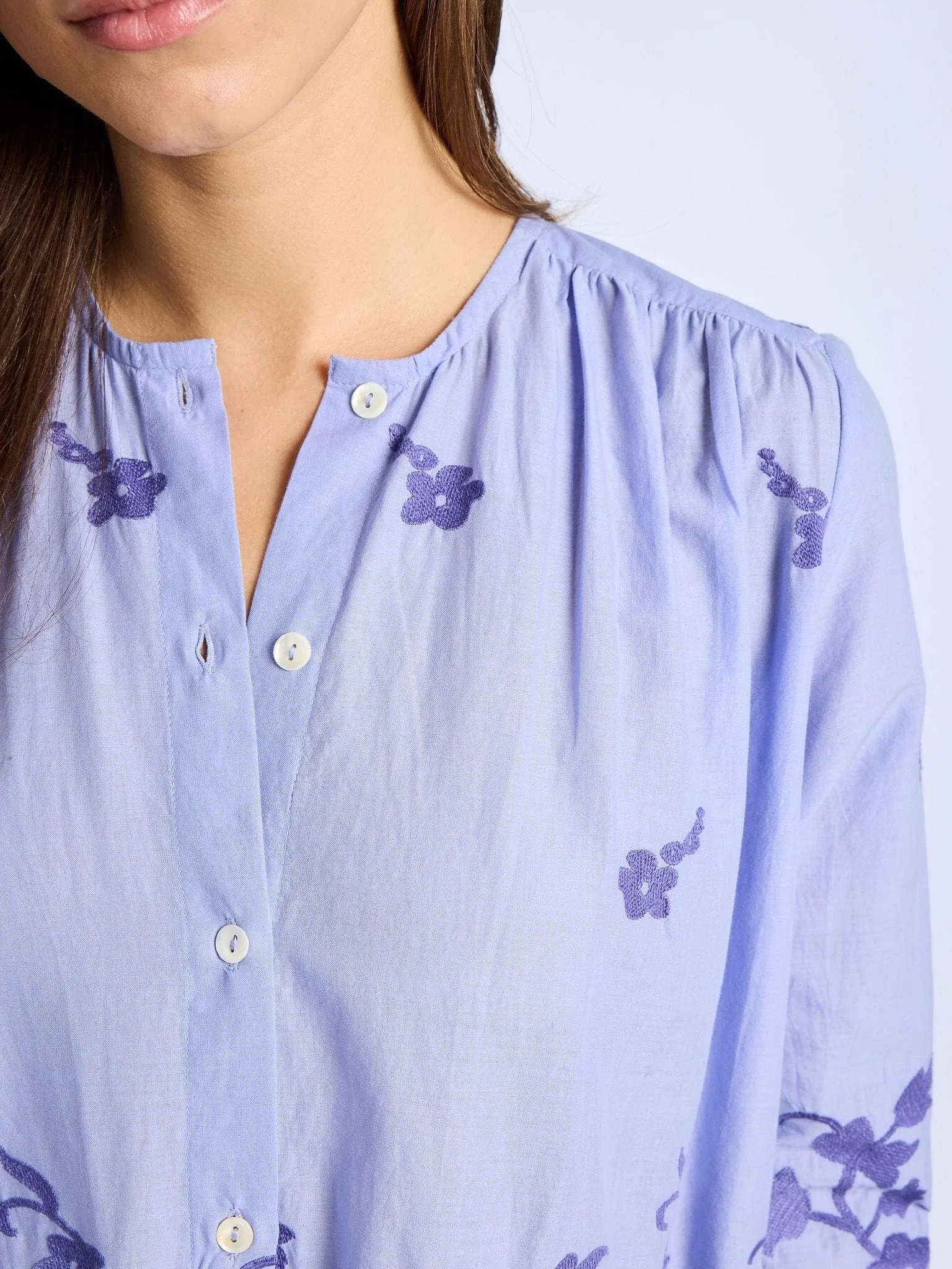 Florian Top in Periwinkle Embroidery