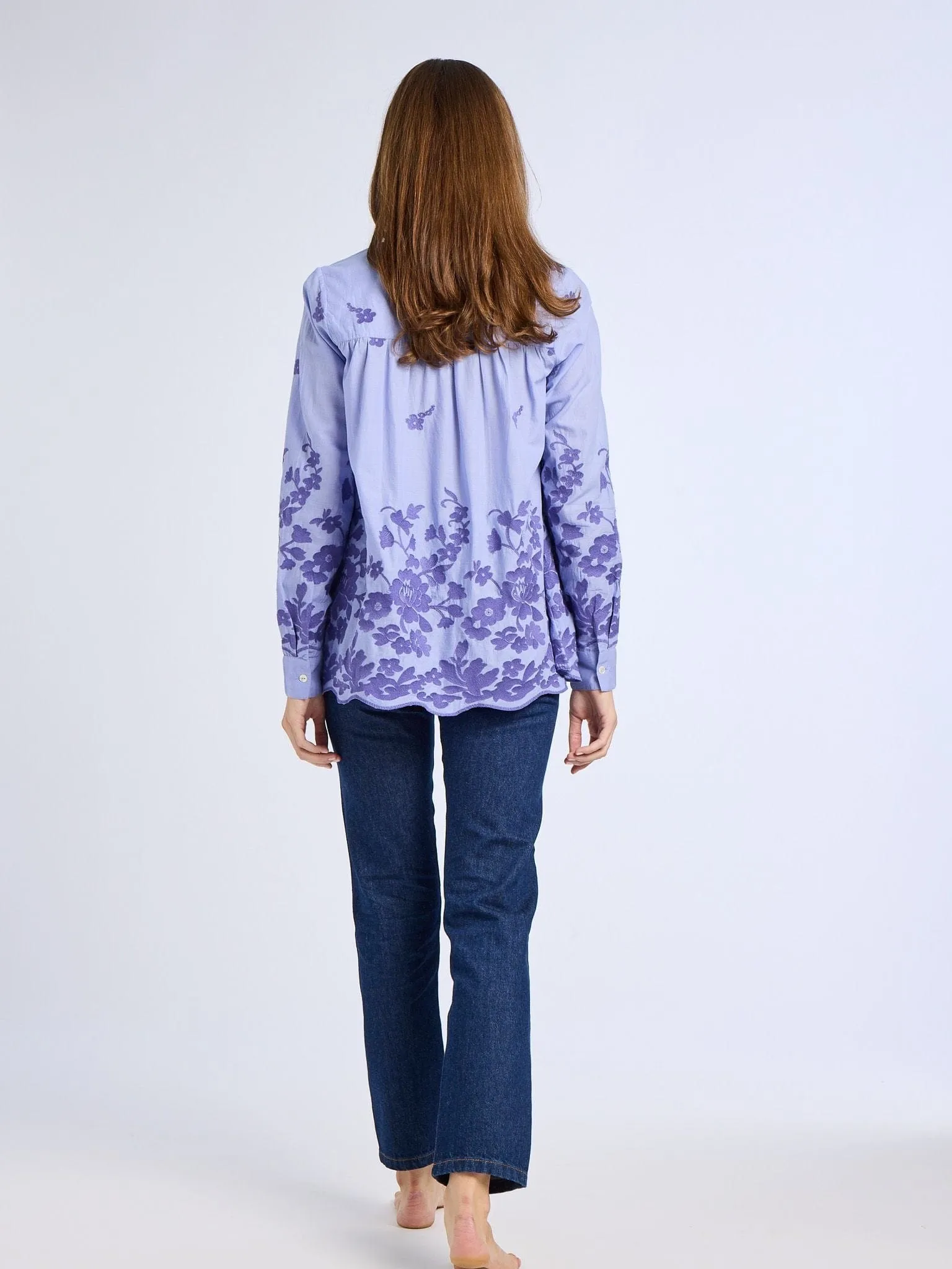Florian Top in Periwinkle Embroidery