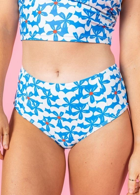 Flowerworks | Mid-Rise Bottoms elastic waistband swim bottoms, mix-and-match bikini bottoms