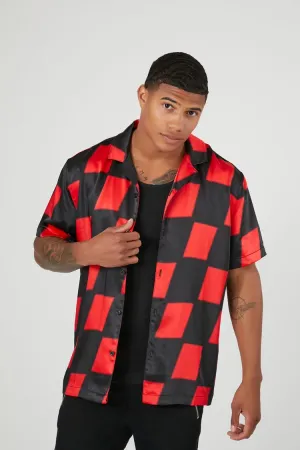Forever 21 Men's Checkered Short-Sleeve Shirt Black/Red Forever 21