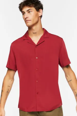 Forever 21 Men's Cuban Collar Shirt Burgundy Forever 21
