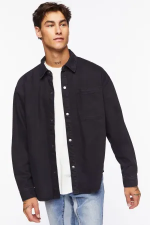 Forever 21 Men's Drop-Sleeve Snap-Button Shirt Black Forever 21
