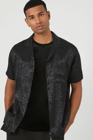 Forever 21 Men's Jacquard Leopard Print Shirt Black Forever 21