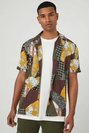 Forever 21 Men's Mixed Print Patchwork Shirt Black/Multi Forever 21