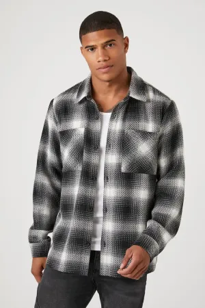 Forever 21 Men's Plaid Long-Sleeve Shirt Black/Cream Forever 21