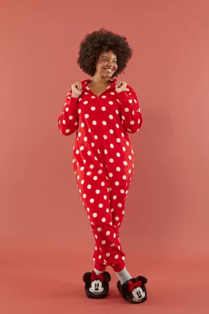Forever 21 Plus Women's Disney Minnie Mouse Pajama Jumpsuit Red/Multi Forever 21