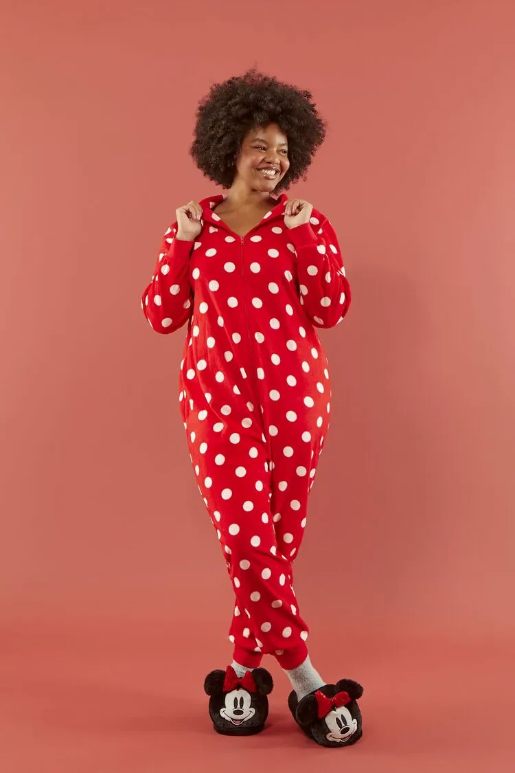 Forever 21 Plus Women's Disney Minnie Mouse Pajama Jumpsuit Red/Multi Forever 21