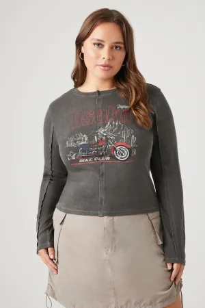 Forever 21 Plus Women's Ribbed Osaka Graphic T-Shirt Charcoal/Multi Forever 21