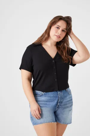 Forever 21 Plus Women's Ribbed Shirt Black Forever 21