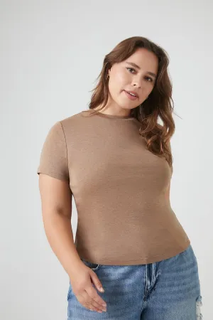 Forever 21 Plus Women's Short-Sleeve Crew T-Shirt Ash Brown Forever 21
