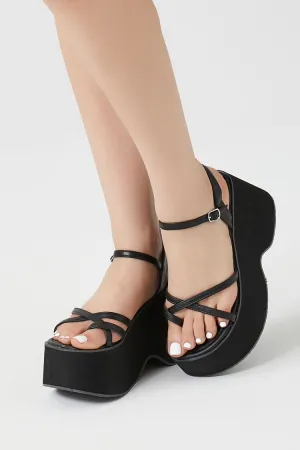 Forever 21 Women's Crisscross Flatform Wedges Black Forever 21