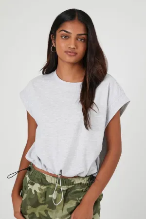Forever 21 Women's Cropped Toggle Drawstring T-Shirt Heather Grey Forever 21