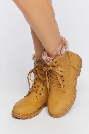 Forever 21 Women's Faux Fur-Lined Ankle Booties Camel Forever 21