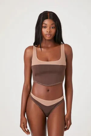 Forever 21 Women's Mesh Colorblock Cheeky Panties Chocolate/Sand Forever 21