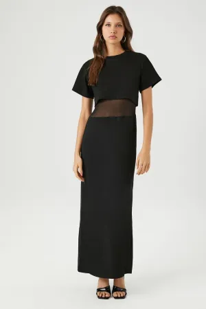 Forever 21 Women's Midi Combo T-Shirt Dress Black Forever 21