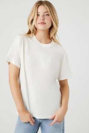 Forever 21 Women's New York Puff Graphic T-Shirt Cream/Multi Forever 21