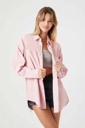 Forever 21 Women's Oversized Corduroy Shirt Pink Forever 21
