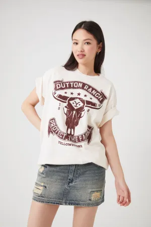 Forever 21 Women's Oversized Dutton Ranch Graphic T-Shirt Cream/Multi Forever 21