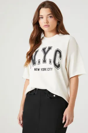 Forever 21 Women's Oversized NYC Graphic T-Shirt White/Black Forever 21