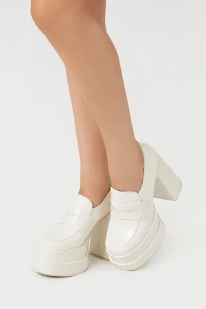 Forever 21 Women's Platform Penny Loafer Pumps Cream Forever 21