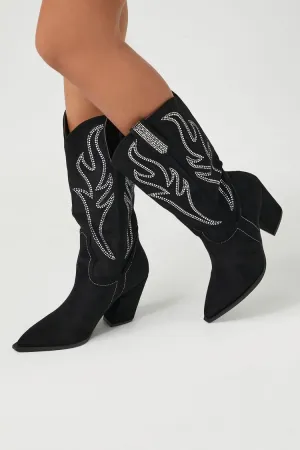Forever 21 Women's Pointed Toe Cowboy Boots Black Forever 21