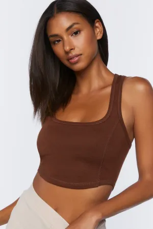 Forever 21 Women's Racerback Lounge Crop Top Brown Forever 21