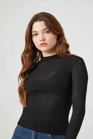 Forever 21 Women's Ribbed Mock Neck Top Black Forever 21