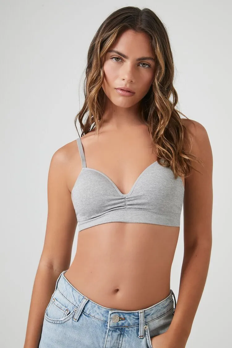 Forever 21 Women's Seamless Ruched Bralette Heather Grey Forever 21