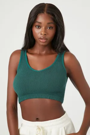 Forever 21 Women's Seamless V-Neck Bralette Emerald Forever 21