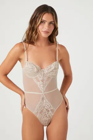 Forever 21 Women's Sheer Mesh Lingerie Bodysuit Goat Forever 21