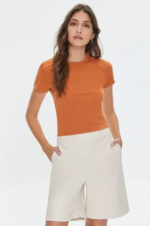 Forever 21 Women's Short-Sleeve Crew T-Shirt Praline Forever 21