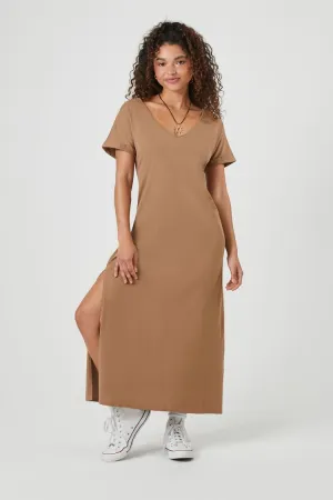 Forever 21 Women's Side-Slit Maxi Long Dress Mocha Forever 21