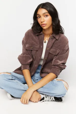 Forever 21 Women's Textured High-Low Shacket Pewter Forever 21
