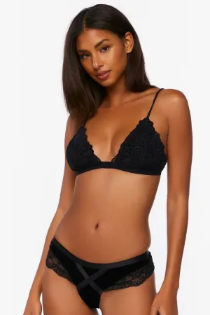 Forever 21 Women's Velvet Lace-Trim Panties Black Forever 21