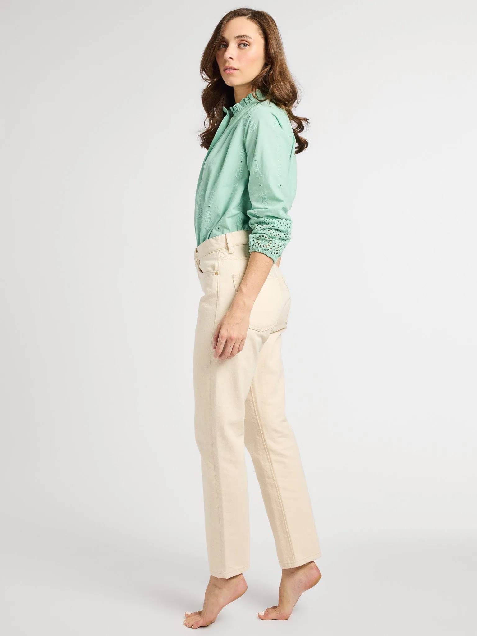Francesca Top in Pistachio Eyelet
