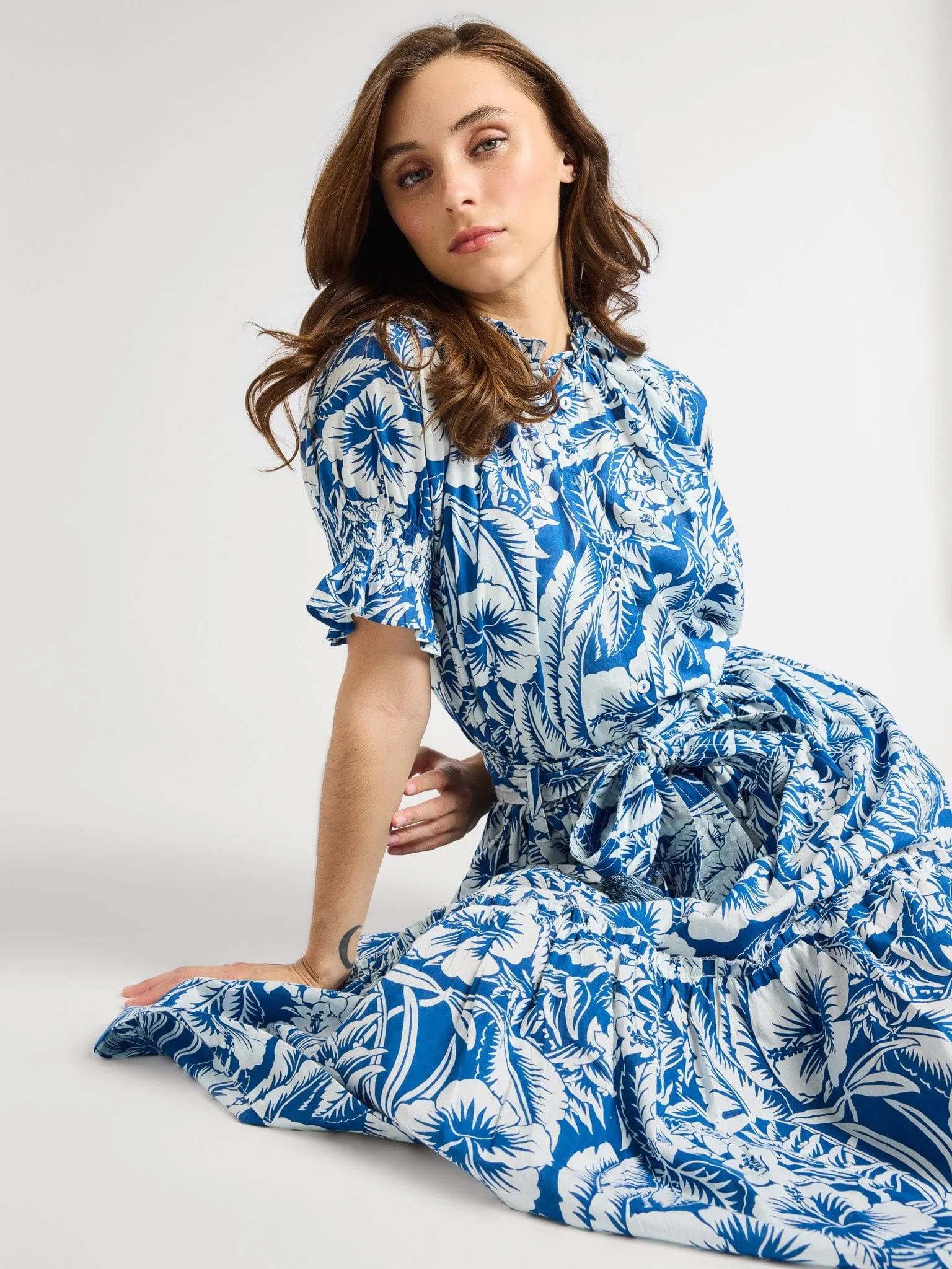 Franc?oise Skirt in Blue Hibiscus