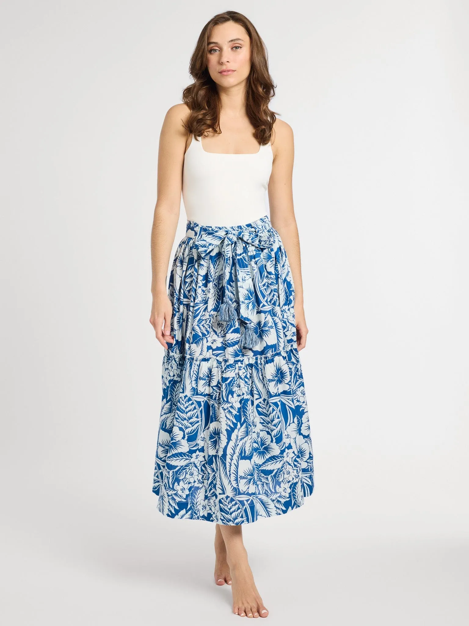 Franc?oise Skirt in Blue Hibiscus