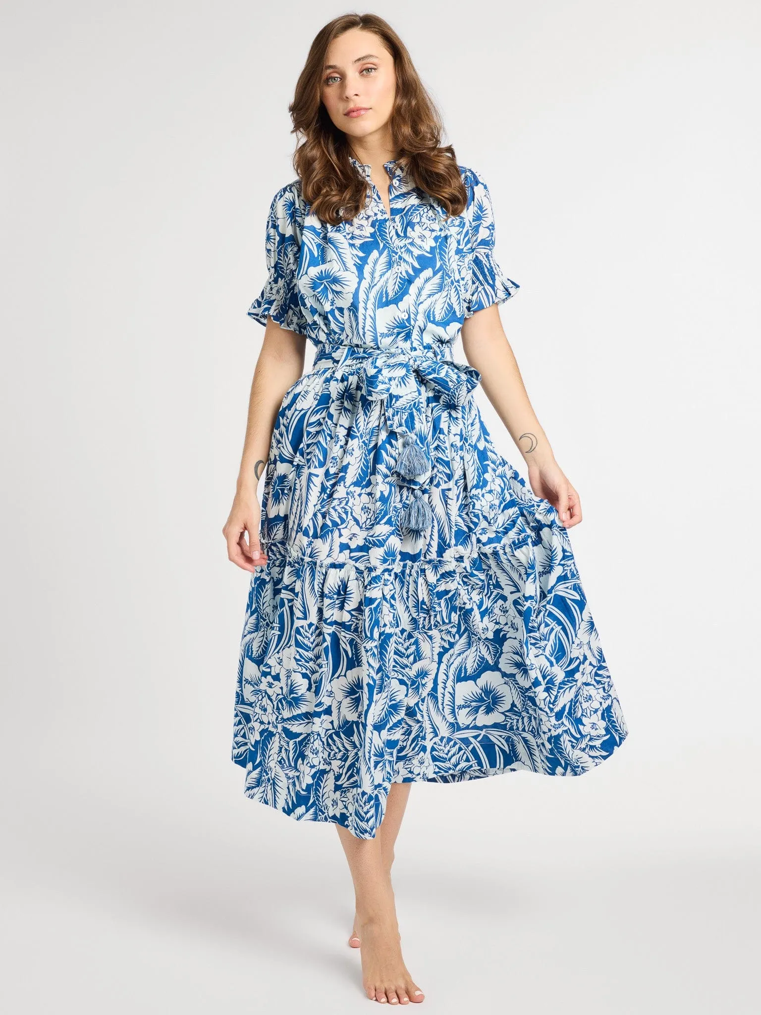 Franc?oise Skirt in Blue Hibiscus