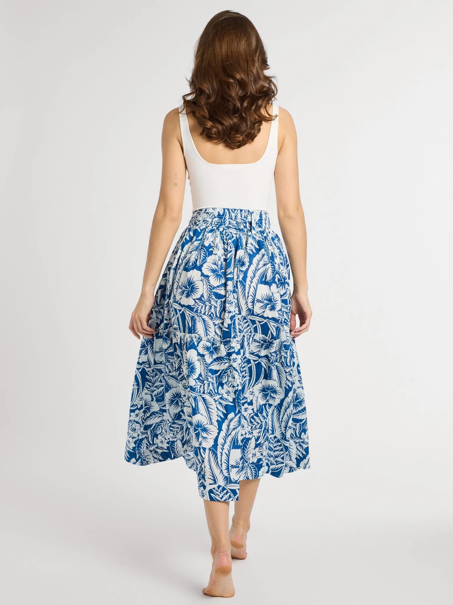 Franc?oise Skirt in Blue Hibiscus