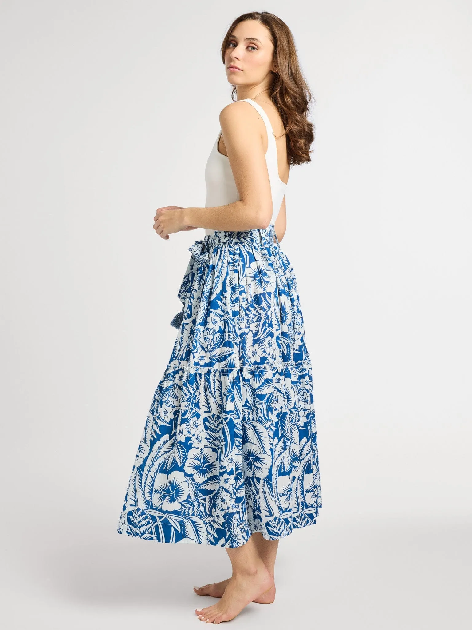 Franc?oise Skirt in Blue Hibiscus