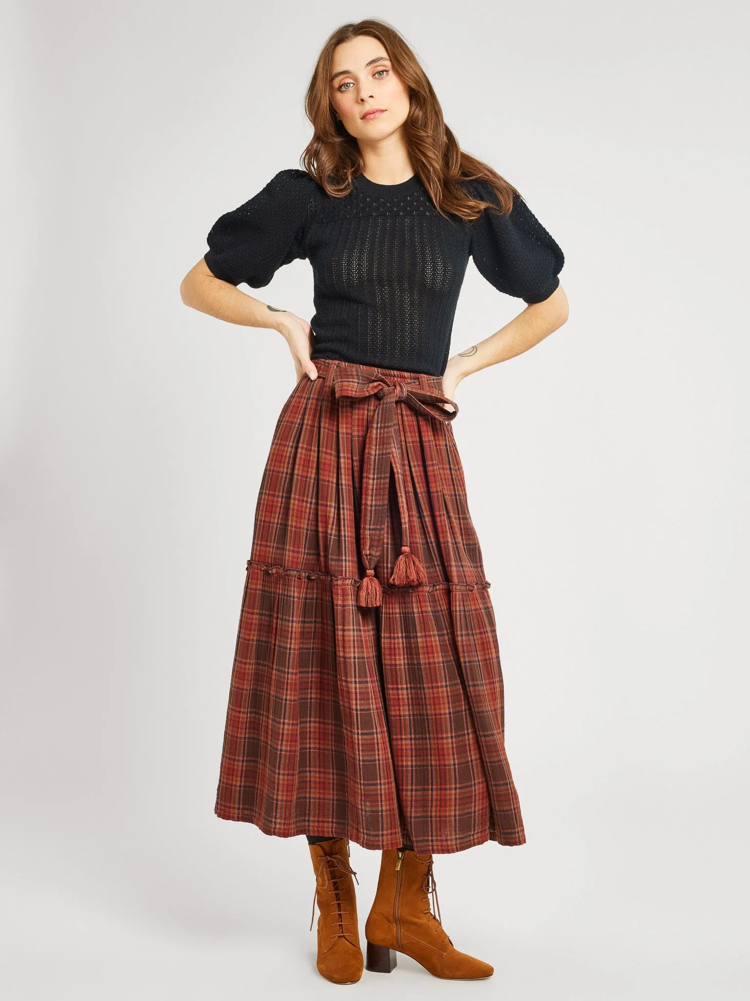 Franc?oise Skirt in Fireside Plaid