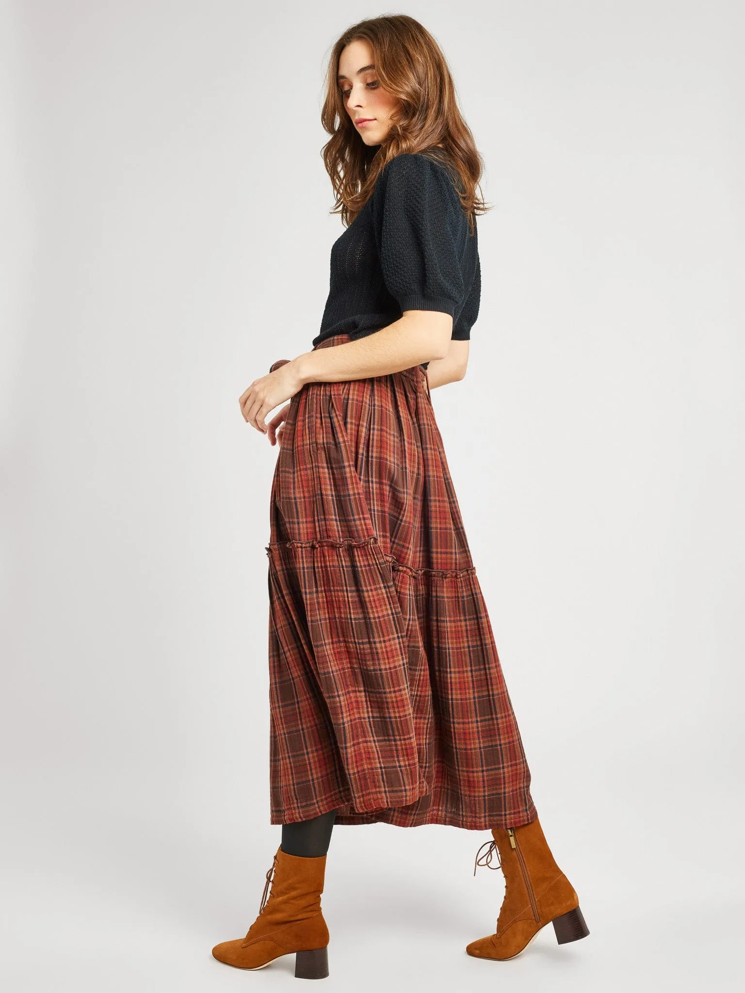 Franc?oise Skirt in Fireside Plaid