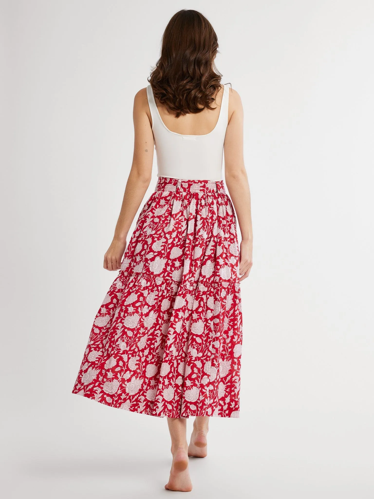 Franc?oise Skirt in Red Zinnia