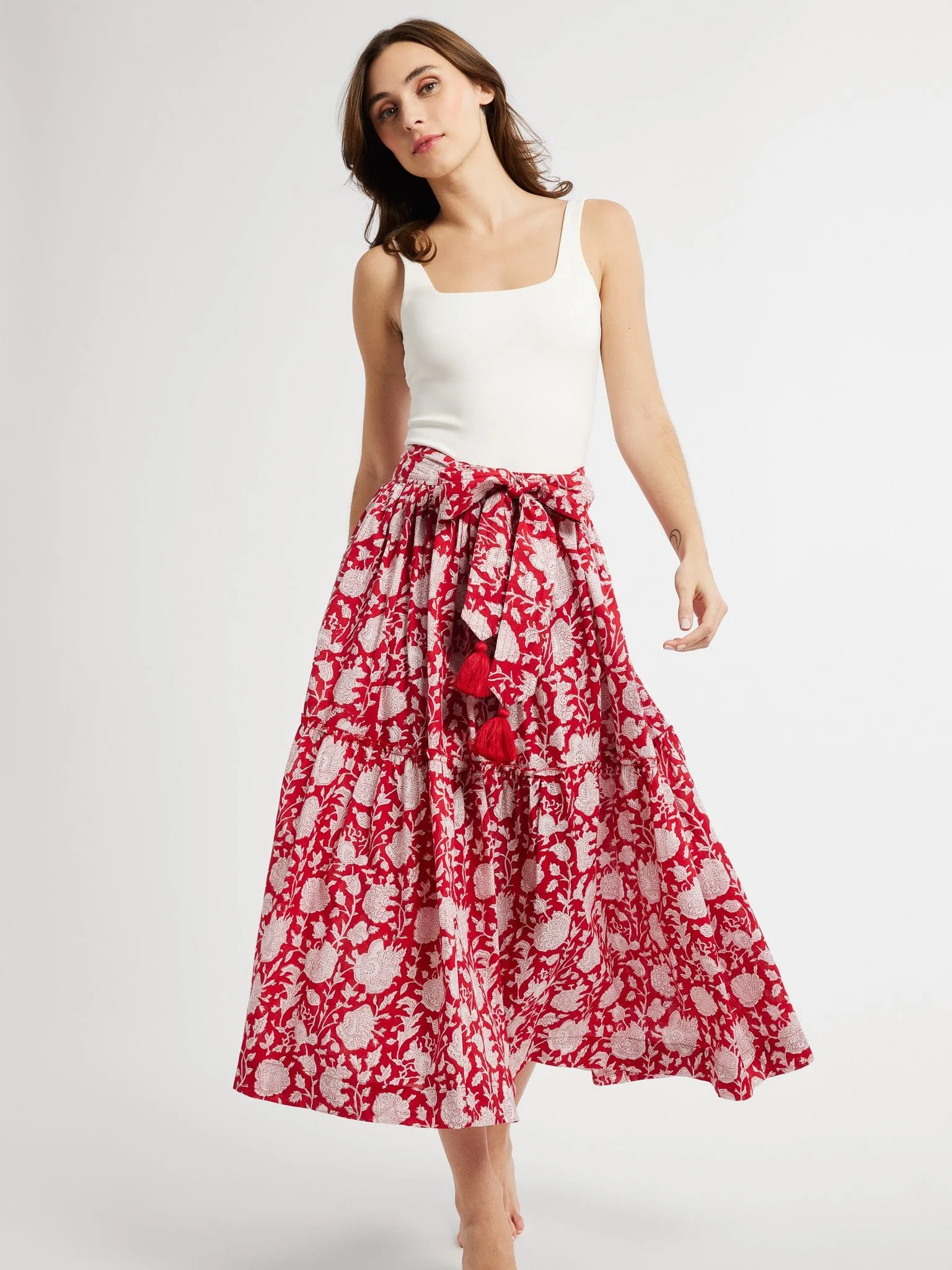 Franc?oise Skirt in Red Zinnia