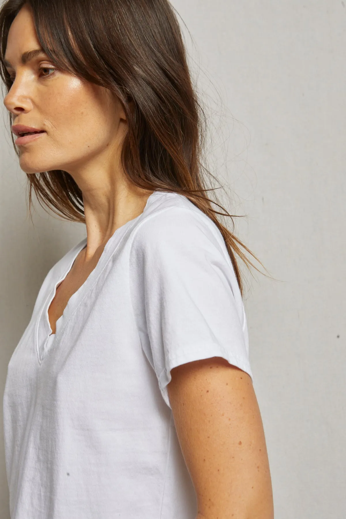 Frankie Cotton V-Neck Tee in White