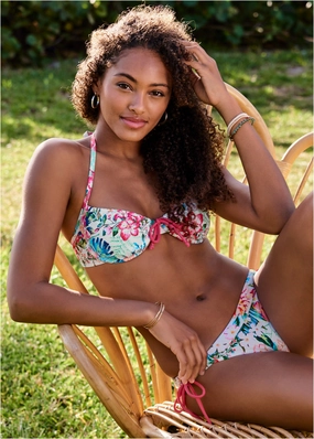 French Bra Swim Top - Soft Florals supportive swim tops, printed bikini tops